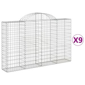 vidaXL Gabioner b&aring;gformade 9 st 200x30x120/140 cm galvaniserat j&auml;rn
