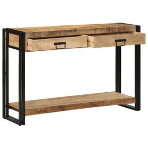 vidaXL Konsolbord med l&aring;da Brun 120 x 33 x 75 cm Massivt mangotr&auml;