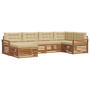 vidaXL Utomhussoffset med kudde 6 pcs Naturlig och Beige