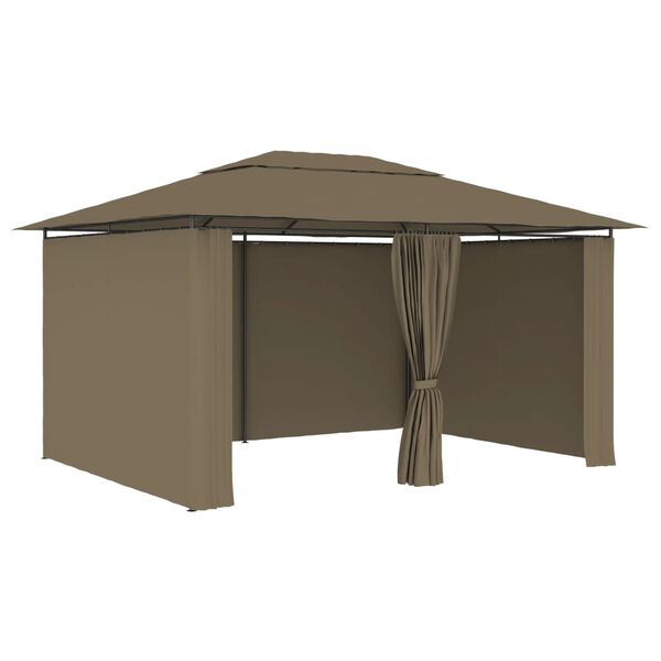 vidaXL Paviljong med draperier 4x3 m taupe 180 g/m²