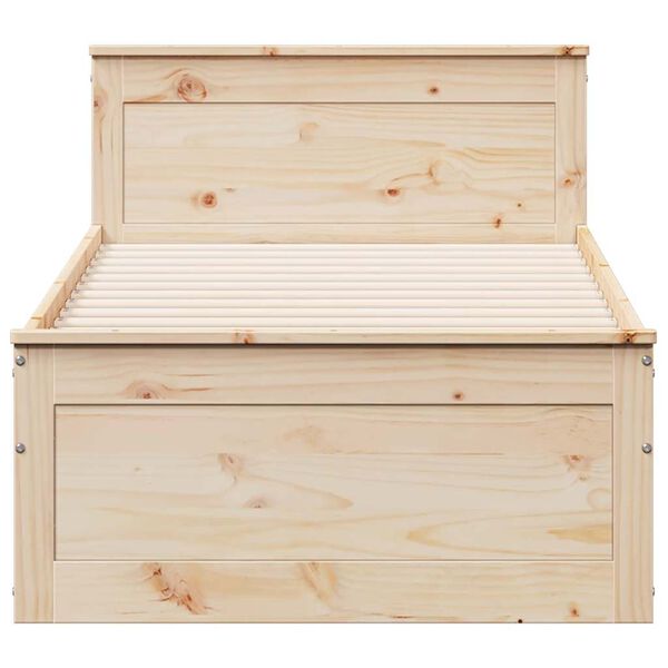 vidaXL Sängram utan madrass med huvudgavel 90x190 cm massiv furu