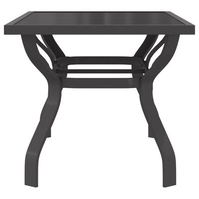 vidaXL Trädgårdsbord grå och svart 140x70x70 cm stål och glas