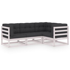 vidaXL Loungegrupp med dynor 4 delar massiv furu