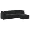 vidaXL Modulsoffa med fotpall och dynor sammet svart