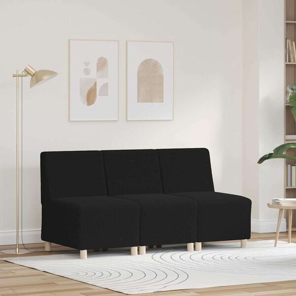 vidaXL Modulsofa utan armst&ouml;d 3 pcs Svart 55 x 74 x 82 cm