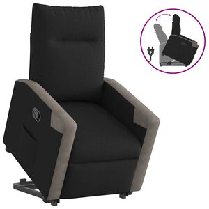 vidaXL Reclinerf&aring;t&ouml;lj med uppresningshj&auml;lp svart tyg