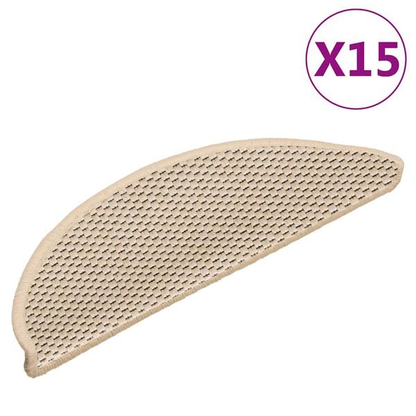 vidaXL Trappstegsmattor sj&auml;lvh&auml;ftande sisal 15 st 56x17x3 cm berber
