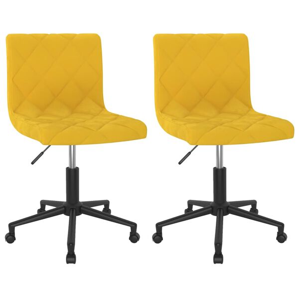 vidaXL Snurrbara matstolar 2 st senapsgul sammet