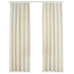 vidaXL M&ouml;rkl&auml;ggningsgardiner 2 st m. krokar sammet gr&auml;ddvit 140x225 cm