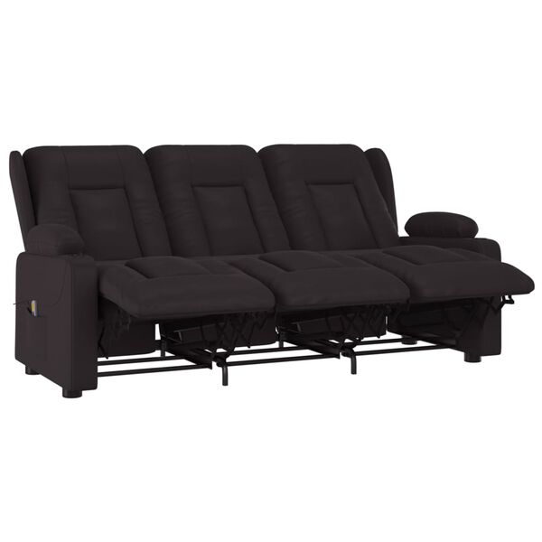 vidaXL Massagef&aring;t&ouml;lj med kopph&aring;llare 3-sits svart konstl&auml;der