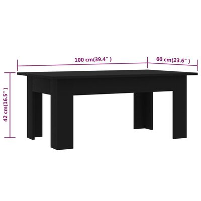 vidaXL Soffbord svart 100x60x42 cm konstruerat trä