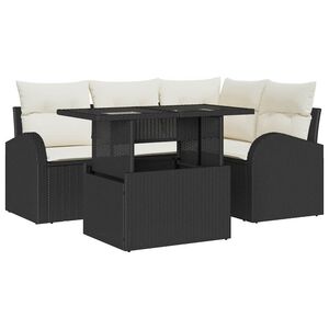 vidaXL Tr&auml;dg&aring;rdsoffset 5 st 4-Antal sittplatser Svart Poly rattan
