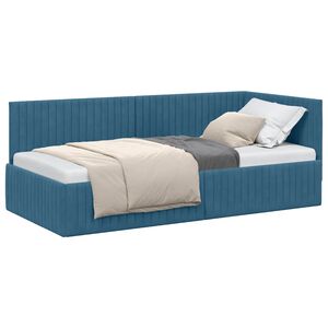 vidaXL H&ouml;rn S&auml;ngram med huvudgavel Bl&aring; 90 cm x 200 cm Sammet