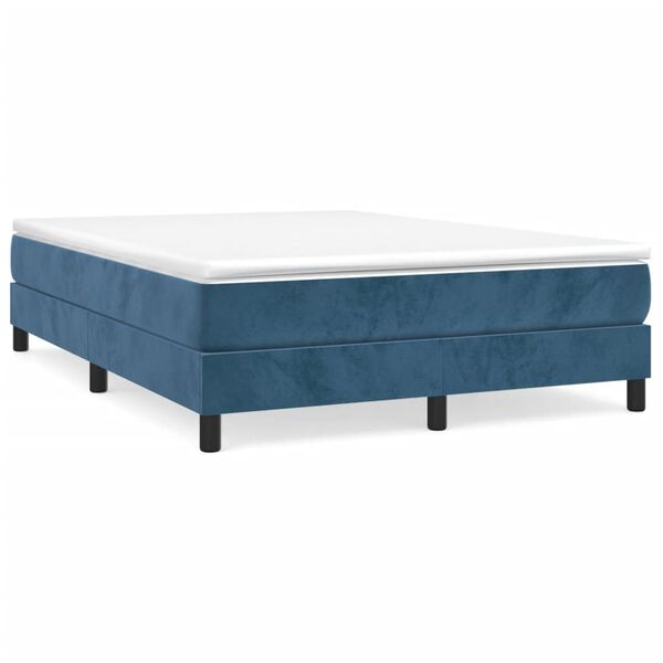 vidaXL Boxspring-s&auml;ngram m&ouml;rkbl&aring; 140x190 cm sammet