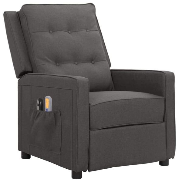 vidaXL Elektrisk massagef&aring;t&ouml;lj m&ouml;rkgr&aring; tyg