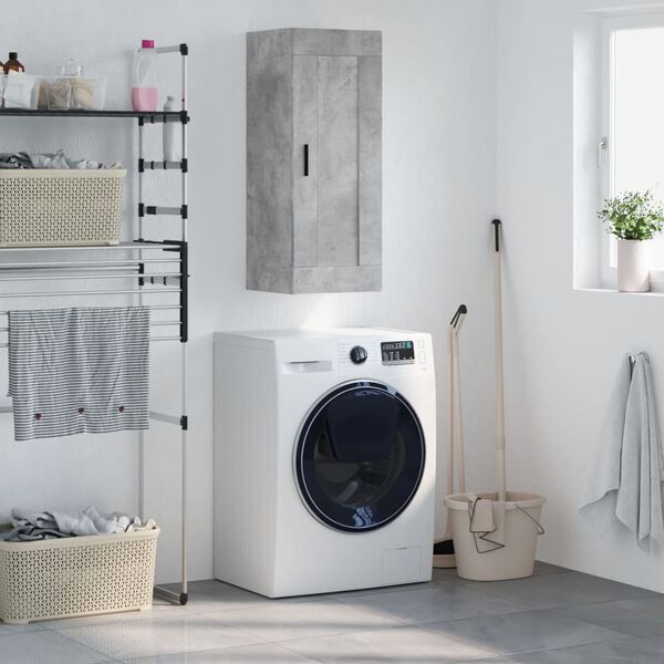 vidaXL V&auml;ggsk&aring;p betonggr&aring; 34,5x34x90 cm konstruerat tr&auml;