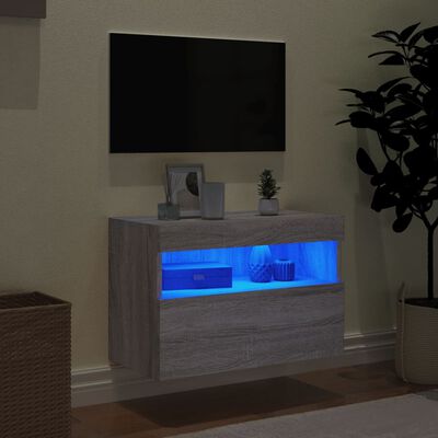 vidaXL Väggmonterad tv-bänk LED grå sonoma 60x30x40 cm