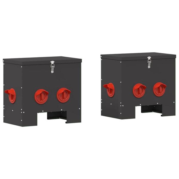 vidaXL H&ouml;nsfodertr&aring;g 2 pcs Svart 40,5 x 25 x 38 cm Kallvalsat St&aring;l