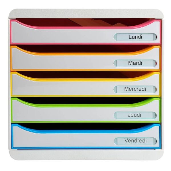 Exacompta Dokumentfack Plus set Black Office med 5 l&aring;dor vit