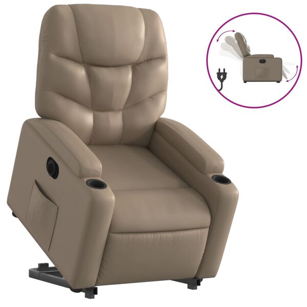 vidaXL Reclinerf&aring;t&ouml;lj med uppresningshj&auml;lp cappuccino konstl&auml;der