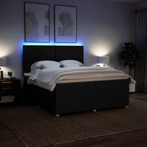 vidaXL Ramsäng med madrass svart 200x200 cm tyg