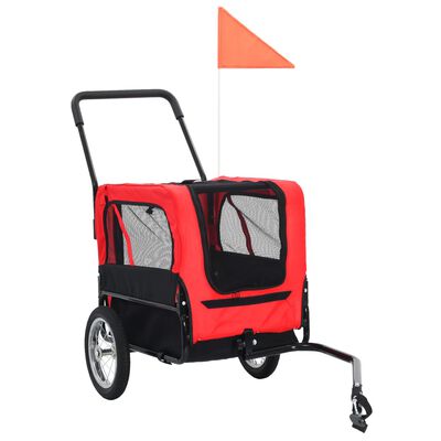 vidaXL 2-i-1-Cykelvagn för husdjur och joggingvagn röd och svart