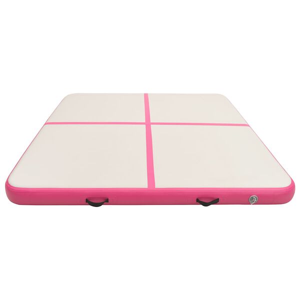 vidaXL Uppbl&aring;sbar gymnastikmatta med pump 200x200x10 cm PVC rosa