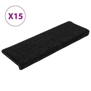 vidaXL Trappmattor 15 st 65x21x4 cm svarta rektangul&auml;ra kanter