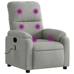 vidaXL Massagef&aring;t&ouml;lj ljusgr&aring; mikrofibertyg