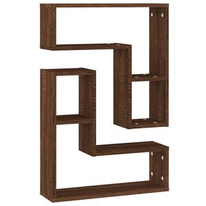 vidaXL V&auml;gghyllor 2 st brun ek 50x15x50 cm konstruerat tr&auml;