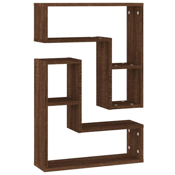 vidaXL Vägghyllor 2 st brun ek 50x15x50 cm konstruerat trä