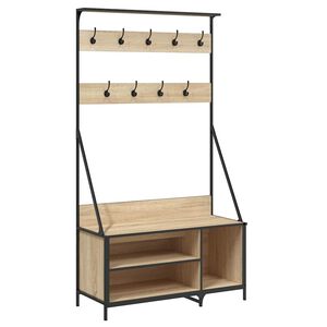 vidaXL Kl&auml;dst&auml;llning med skof&ouml;rvaring sonoma-ek 100x41x184 cm