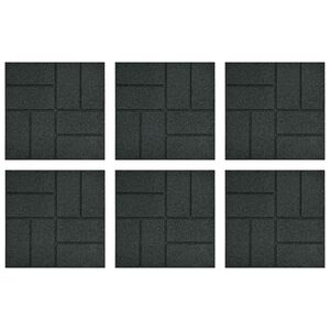 vidaXL Stepping Stone 6 pcs Svart 40,5 x 40,5 x 2 cm Gummi