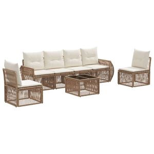vidaXL Tr&auml;dg&aring;rdsoffset 7 st Beige och kr&auml;mvit konstrotting
