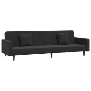 vidaXL B&auml;ddsoffa 2-sits med tv&aring; kuddar svart sammet
