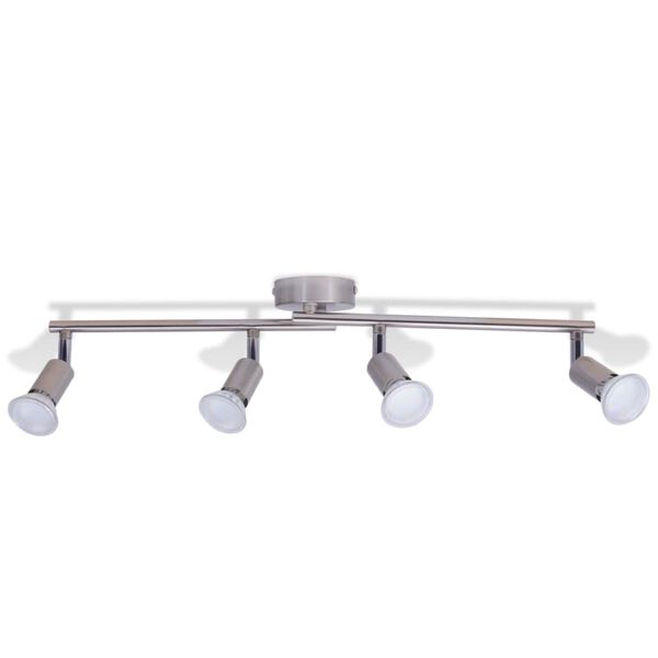 vidaXL Taklampa med 4 LED Str&aring;lkastare Satin Nickel