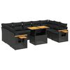 vidaXL Loungegrupp 10 delar med svarta dynor konstrotting