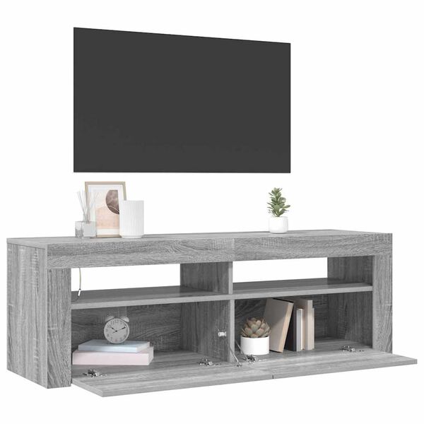 vidaXL TV-bänk med LED-belysning grå sonoma 120x35x40 cm