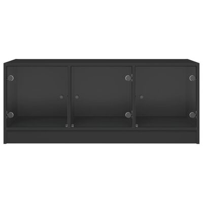 vidaXL Soffbord med glasdörrar svart 102x50x42 cm