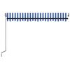vidaXL Automatisk markis med vindsensor & LED 450x300 cm bl&aring; och vit