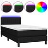 vidaXL Rams&auml;ng med madrass & LED svart 90x190 cm tyg