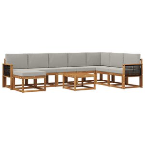 vidaXL Utomhussoffset 9 pcs Naturlig och ljusgr&aring; Massivt Akaciatr&auml;