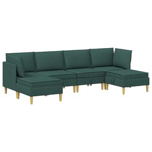 vidaXL M&ouml;belset f&ouml;r vardagsrummet med kudde 6 pcs M&ouml;rkgr&ouml;n Tyg