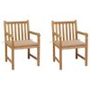 vidaXL Tr&auml;dg&aring;rdsstolar med beige dynor 2 st massiv teak