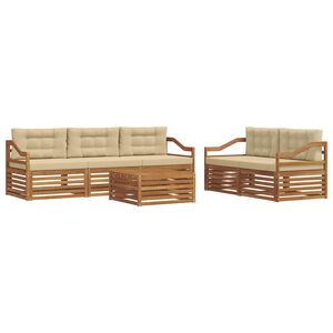vidaXL Utomhussoffset med kudde 6 pcs Naturlig och Beige