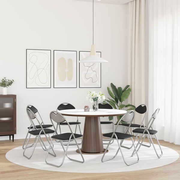 vidaXL F&auml;llstol 8 pcs Svart och Gr&aring; 48 x 43,5 x 81 cm Konstl&auml;der