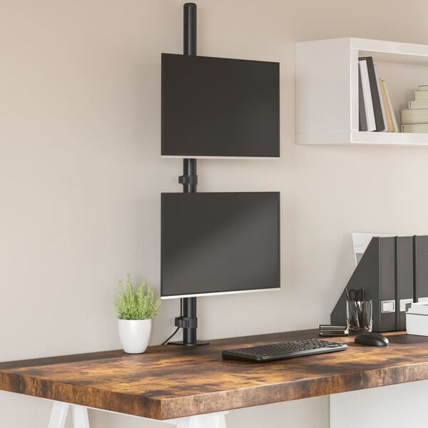 vidaXL Skärmfäste för 2 skärmar svart stål VESA 75/100 mm