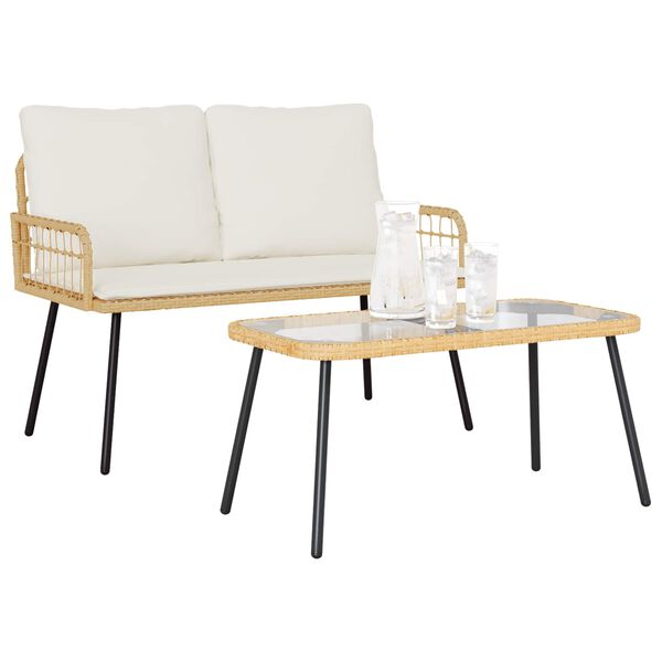 vidaXL Trädgårdsmöbelset 2 pcs Naturfärg konstrotting