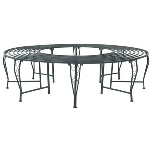 vidaXL Tr&auml;db&auml;nk 8-Antal sittplatser &Oslash; 160 x 44 cm St&aring;l Silvergr&aring; Rund