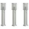 vidaXL Utomhusgolvlampor med sensorer 3 st silver 60 cm rostfritt st&aring;l